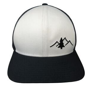 Pine & Mountains Snapback Trucker Hat Black One Size Adjustable Mesh Back Lindo